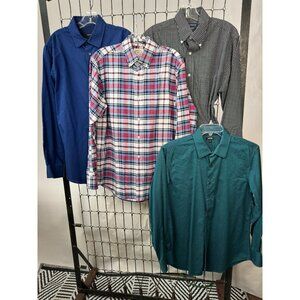 Four Mens Medium Long Sleeve Button-Up Shirt Apt 9 Van Heusen St Johns Bay Croft